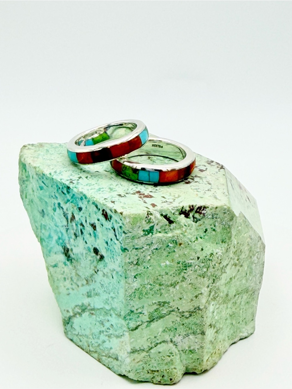 Silpada RARE HTF Sterling Silver Turquoise Coral & Gemstone Inlaid Rings - 2